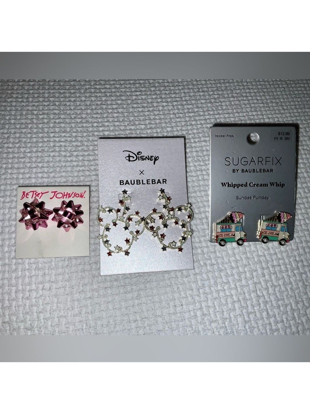 *** 3 pairs of‎ earrings *** Betsey Johnson, Sugarfix, and Baublebar - bundle